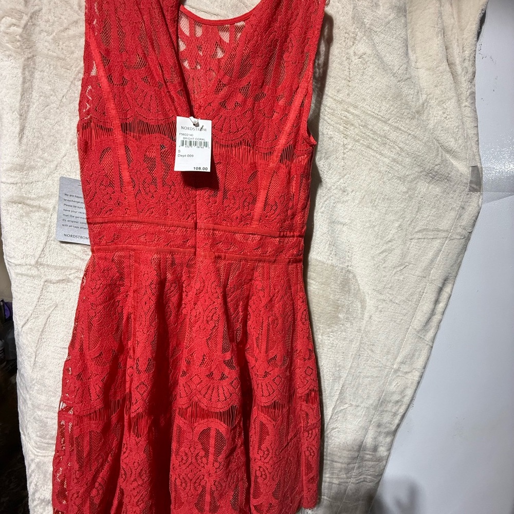 Red Lace Sleeveless Dress Adelyn Rae
